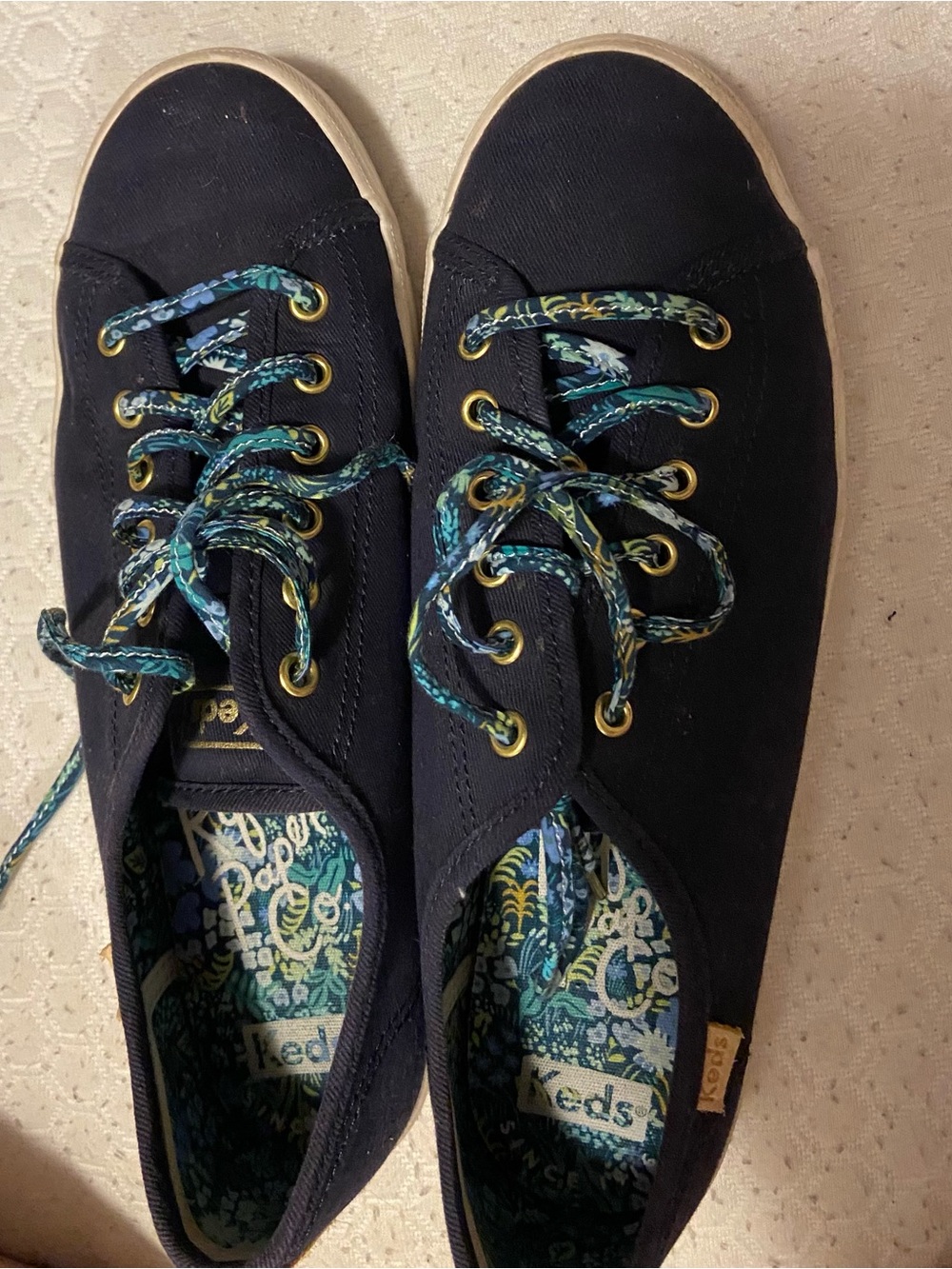 Keds Rifle Paper Co. Women's Navy Canvas Lace-Up Sneakers
